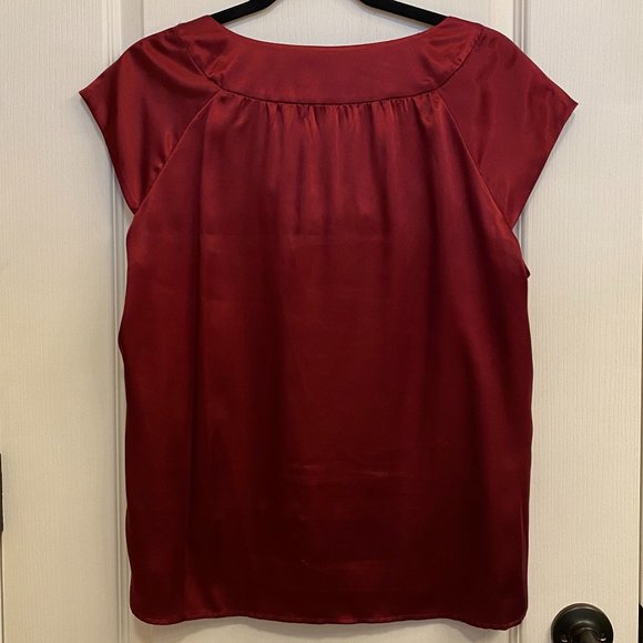 Jones New York Ruby Red Cowl Neck Blouse size 14 with Beading Detail - Picture 3 of 9